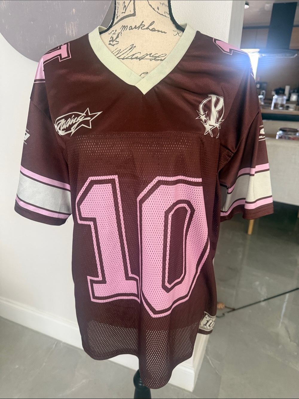 ROMWE Maroon & Pink Mesh Athletic Jersey
